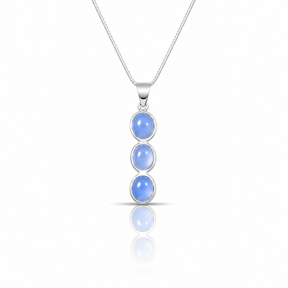 Triple Drop Blue Aqeeq Pendant