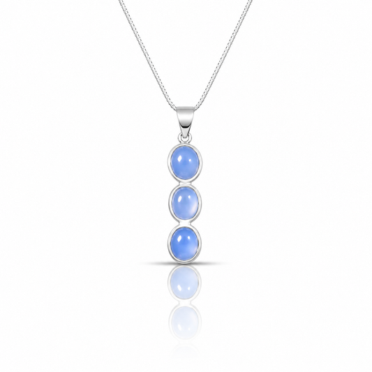 Triple Drop Blue Aqeeq Pendant