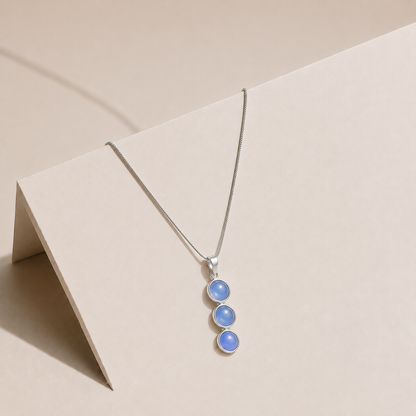 Triple Drop Blue Aqeeq Pendant
